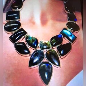 Labradorite Stamped 925 Sterling Silver Necklace